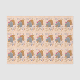Vintage Silver & Gold Hearts Valentine Postcard Tissue Paper