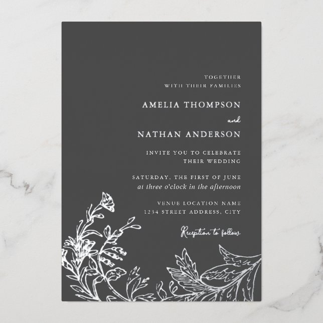 Vintage Silver Grey Floral Wedding (Front)