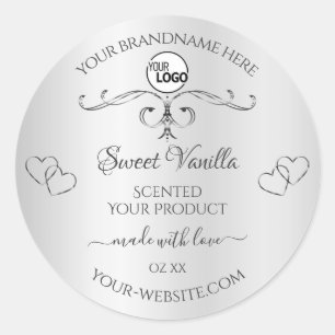 Vintage Silver Product Labels Ornate Corners Logo