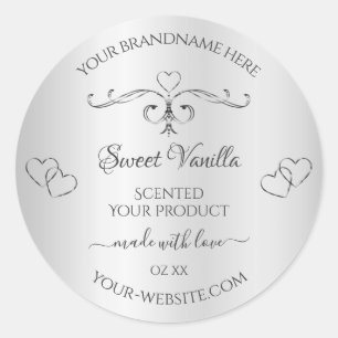 Vintage Silver Product Labels Ornate Decor Hearts