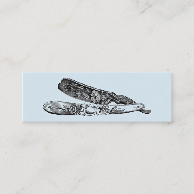 Vintage Silver Razor / Mini Business Card (Front)