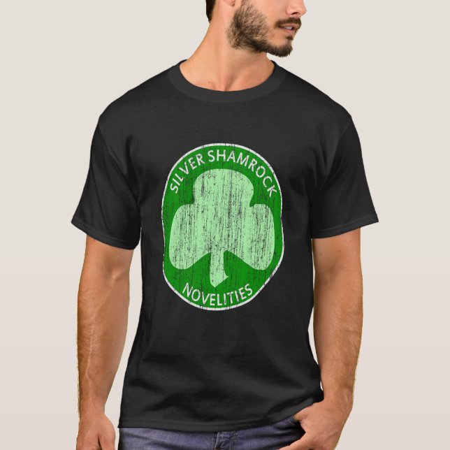 Vintage Silver Shamrock Novelties T-Shirt (Front)