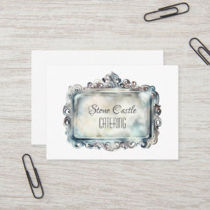 Vintage Silver Tray Business NAME Ornate Elegance Card