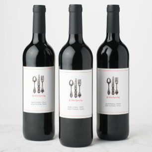 Vintage Silverware Artisan Food Drink Business Wine Label