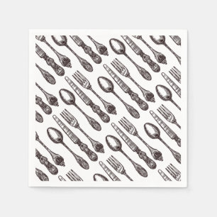 Vintage Silverware Ornate Artisan Classic Foodie Napkin