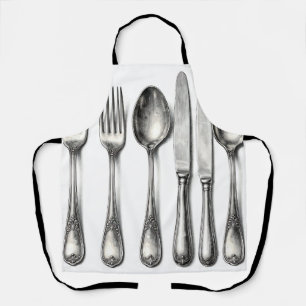 Vintage Silverware Ornate Flatware Kitchen  Apron