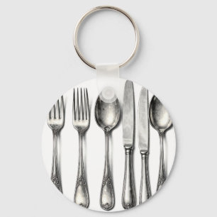 Vintage Silverware Ornate Flatware Kitchen  Key Ring