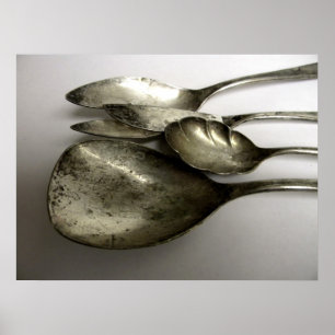 Vintage silverware photo poster