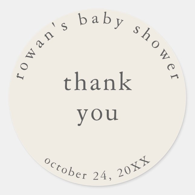Vintage Simple Baby Shower Thank You Sticker (Front)