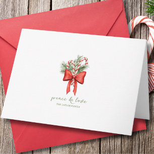 Vintage Simple Candy Cane Bow non-photo Christmas Holiday Card