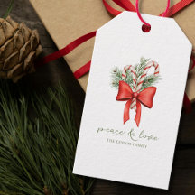 Vintage Simple Candy Cane Bow Peace Love Christmas