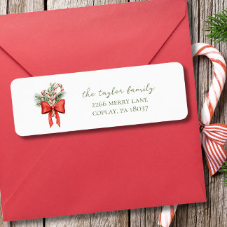vintage simple candy cane Christmas address return