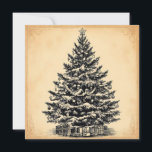 Vintage Simple Christmas Tree-Elegant Trendy Card<br><div class="desc">Celebrate the season with this Christmas card featuring a detailed illustration of a Christmas tree with gifts underneath. The vintage-inspired design, on a rustic parchment-style background, creates a warm and timeless holiday look. Perfect for sending to family, friends, or colleagues, this card blends elegant, rustic, and trendy charm with nostalgic...</div>
