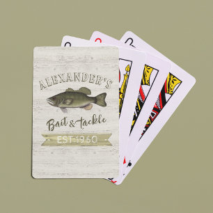 Vintage Simple Fisherman Bait and Tackle Sign Playing Cards
