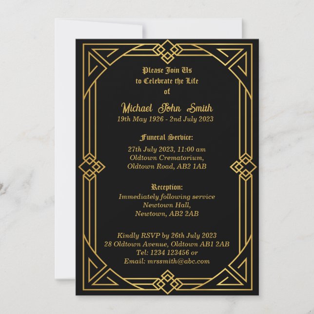 Vintage Simple Minimalist Memorial Invitation (Front)