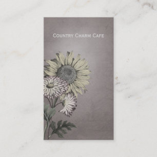 Vintage Simple Rustic Sunflower Business Cards