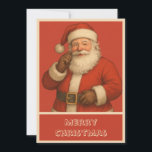 Vintage Simple Trendy Christmas Santa Claus Holiday Card<br><div class="desc">Bring a touch of nostalgia to the holidays with this vintage Christmas card featuring a classic Santa Claus illustration. The warm red tones and retro rustic style give it a timeless charm, while the bold lettering inspired by calligraphy script adds a trendy yet simple finish. Perfect for sending heartfelt wishes...</div>