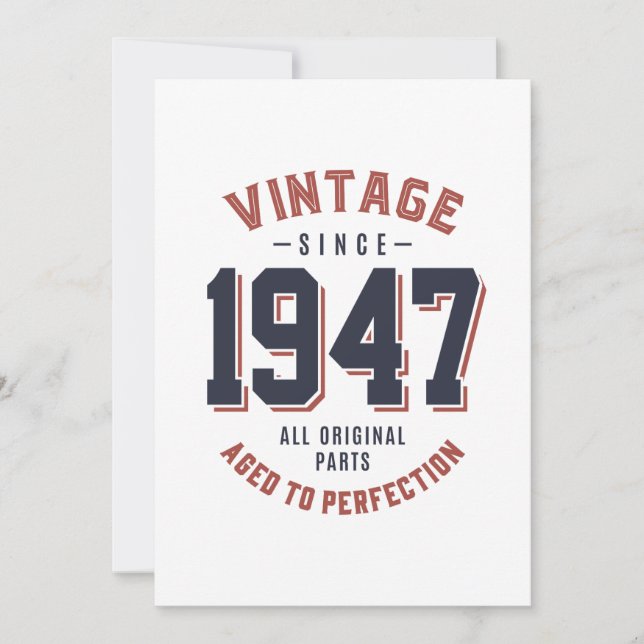 Vintage Since 1947 Birthday Gift Invitation (Front)