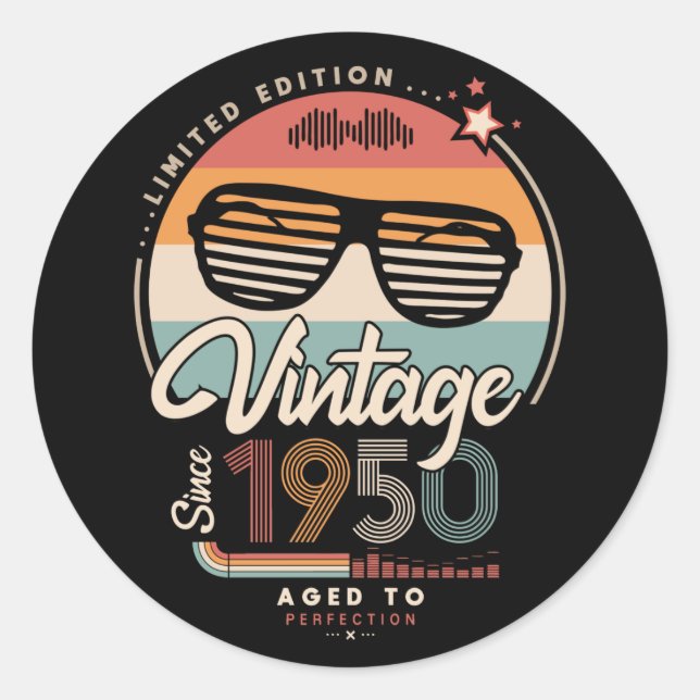 Vintage since 1950 classic round sticker (Front)