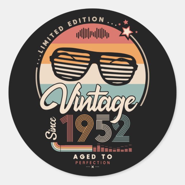 Vintage since 1952 classic round sticker (Front)