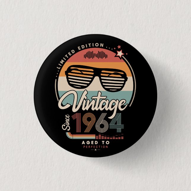 Vintage since 1964 3 cm round badge (Front)