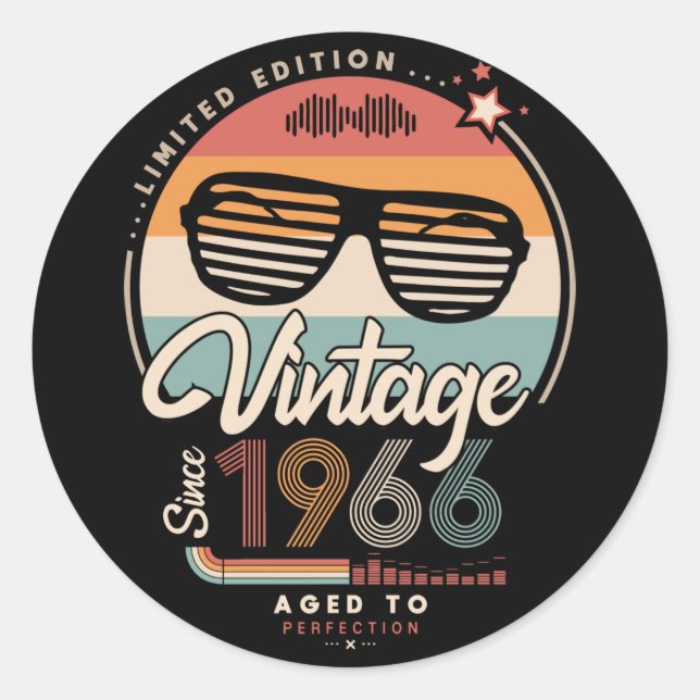 Vintage since 1966 classic round sticker (Front)