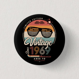 Vintage since 1969 3 cm round badge