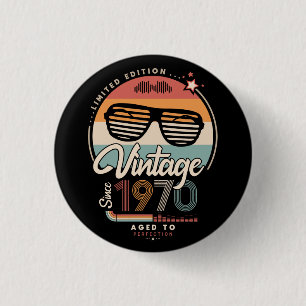 Vintage since 1970 3 cm round badge