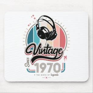 Vintage since 1970 headphones mouse pad