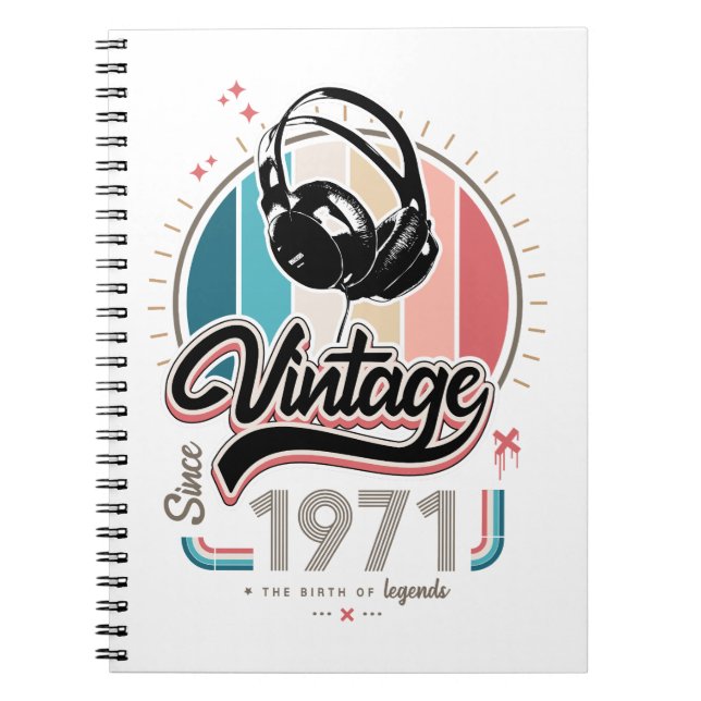 Vintage since 1971 headphones notebook (Front)