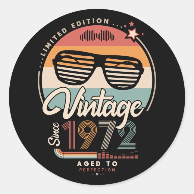 Vintage since 1972 classic round sticker (Front)