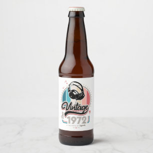 Vintage since 1972 headphones beer bottle label