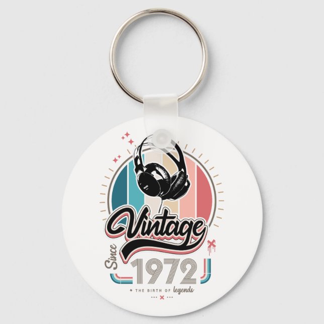 Vintage since 1972 headphones key ring (Front)