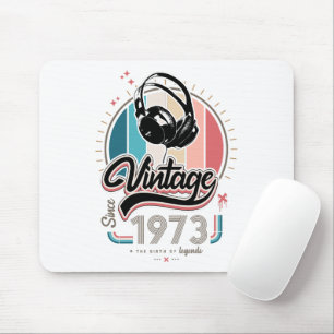 Vintage since 1973 headphones mouse pad