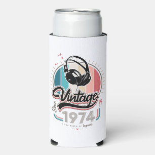Vintage since 1974 headphones seltzer can cooler