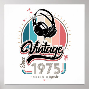Vintage since 1975 headphones poster