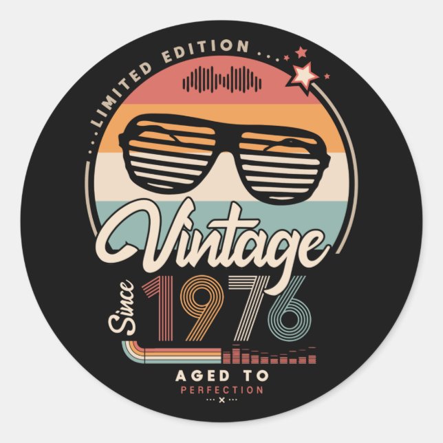 Vintage since 1976 classic round sticker (Front)