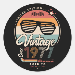 Vintage since 1977 classic round sticker