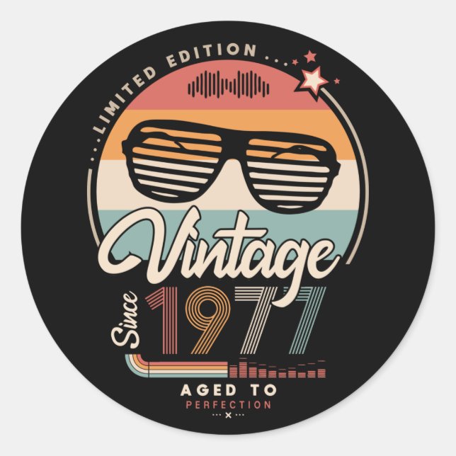 Vintage since 1977 classic round sticker (Front)