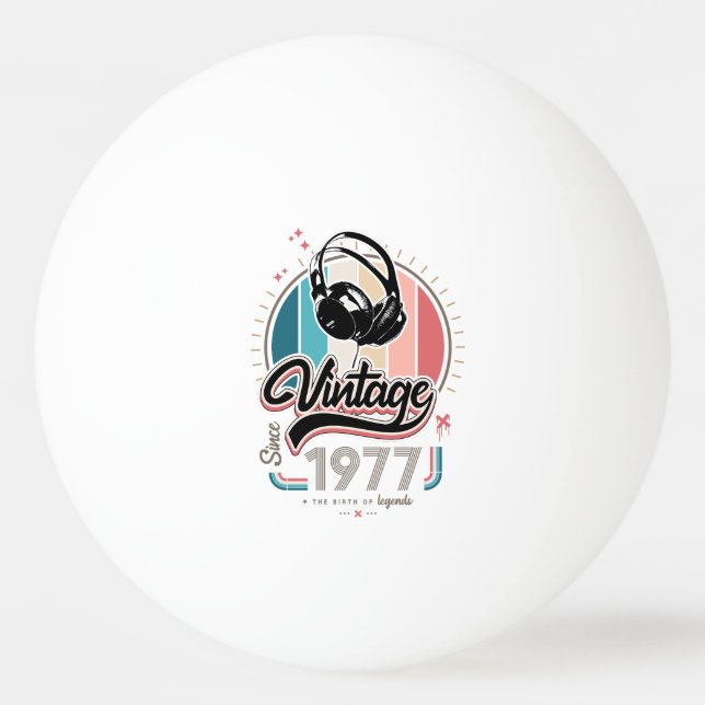 Vintage since 1977 headphones ping pong ball (Front)