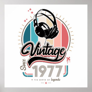 Vintage since 1977 headphones poster