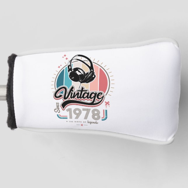 Vintage since 1978 headphones golf head cover (Front)