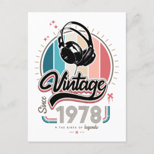 Vintage since 1978 headphones postcard