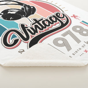 Vintage since 1978 headphones sherpa blanket