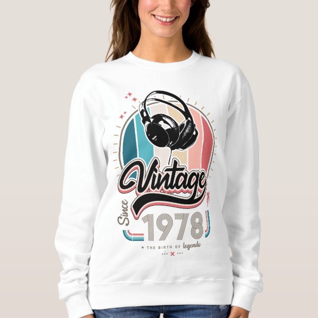 Vintage since 1978 headphones sweatshirt (Front)