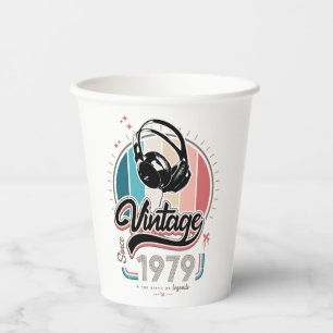 Vintage since 1979 headphones paper cups