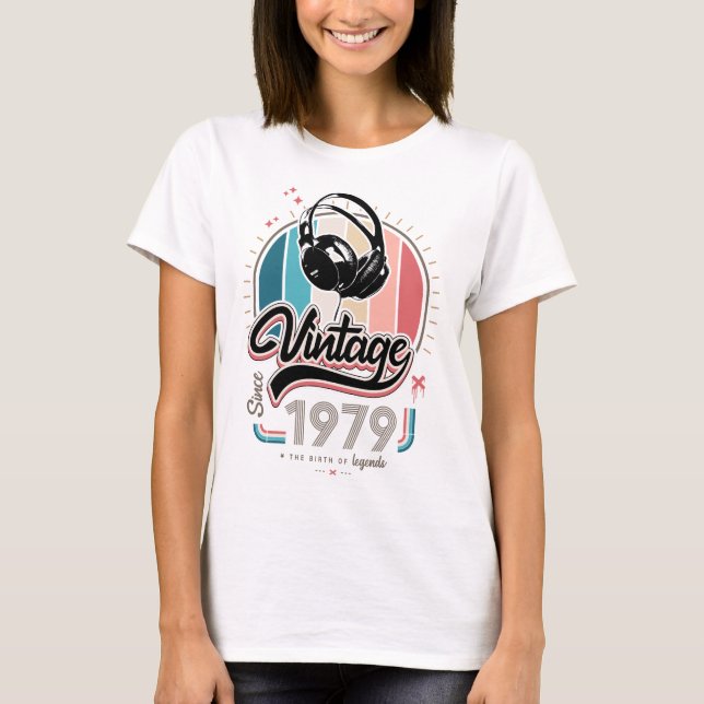 Vintage since 1979 headphones T-Shirt (Front)