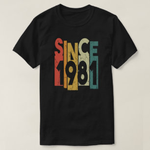 Vintage Since 1981 Retro Sunset Birthday Graphic T T-Shirt