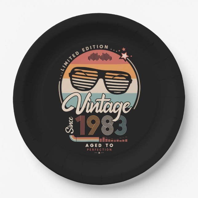 Vintage since 1983 paper plate (Front)