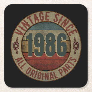 VINTAGE SINCE 1986 ALL ORIGINAL PARTS. SQUARE PAPER COASTER